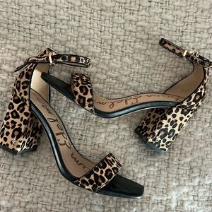Calf’s Hair Leopard Print Block Heels